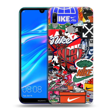 Силиконовый противоударный чехол на Huawei Y6 (2019) с принтом Найк Nike яркий