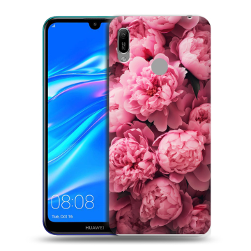 Силиконовый противоударный чехол на Huawei Y6 (2019) с принтом цветы пионы
