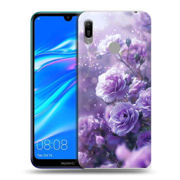 Силиконовый противоударный чехол на Huawei Y6 (2019) с принтом Розы цветы Силиконовый противоударный чехол на Huawei Y6 (2019) с принтом Розы цветы