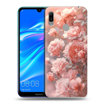 Силиконовый противоударный чехол на Huawei Y6 (2019) с принтом Розовые розы