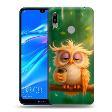 Силиконовый противоударный чехол на Huawei Y6 (2019) с принтом сова