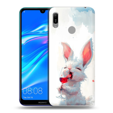 Силиконовый противоударный чехол на Huawei Y6 (2019) с принтом кролик зайчик
