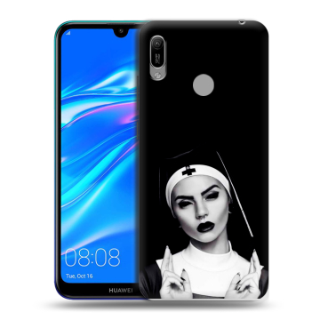 Силиконовый противоударный чехол на Huawei Y6 (2019) с принтом монашка
