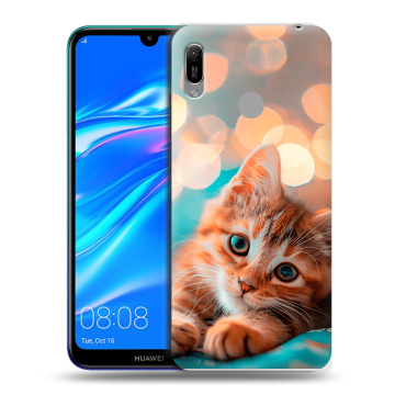 Силиконовый противоударный чехол на Huawei Y6 (2019) с принтом котик