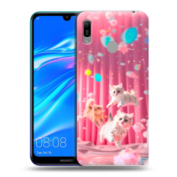Силиконовый противоударный чехол на Huawei Y6 (2019) с принтом милые котики