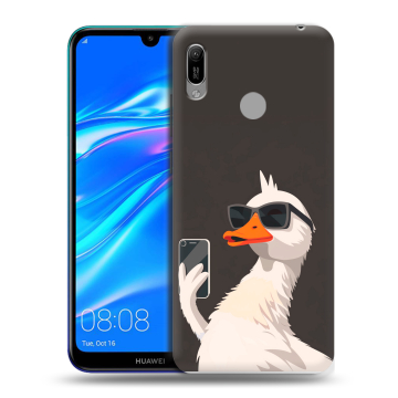 Силиконовый противоударный чехол на Huawei Y6 (2019) с принтом утка в очках