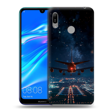 Силиконовый противоударный чехол на Huawei Y6 (2019) с принтом самолет