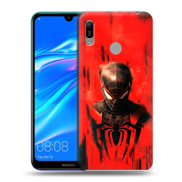 Силиконовый противоударный чехол на Huawei Y6 (2019) с принтом человек паук spiderman