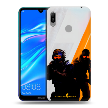 Силиконовый противоударный чехол на Huawei Y6 (2019) с принтом Контер страйк Counter strike