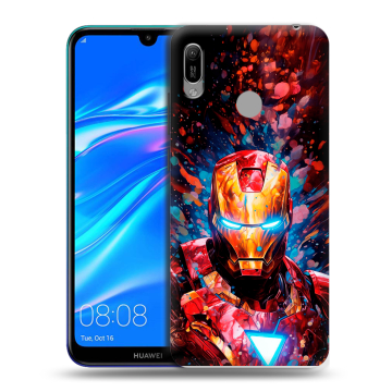Силиконовый противоударный чехол на Huawei Y6 (2019) с принтом Железный человек Ironman