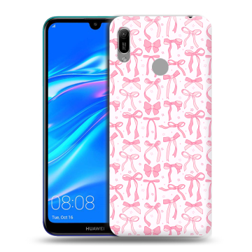 Силиконовый противоударный чехол на Huawei Y6 (2019) с принтом Розовые бантики