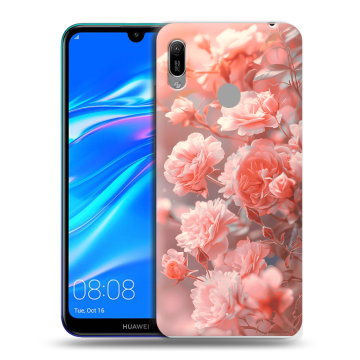 Силиконовый противоударный чехол на Huawei Y6 (2019) с принтом Розы цветы