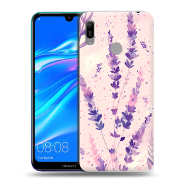 Силиконовый противоударный чехол на Huawei Y6 (2019) с принтом цветы лаванда