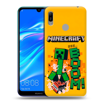 Силиконовый противоударный чехол на Huawei Y6 (2019) с принтом Майнкрафт Minecraft