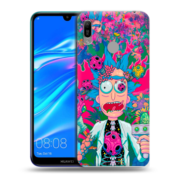 Силиконовый противоударный чехол на Huawei Y6 (2019) с принтом Рик и Морти Rick Morty