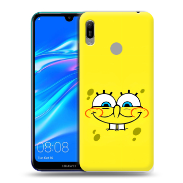 Силиконовый противоударный чехол на Huawei Y6 (2019) с принтом спанчбоб спанч боб