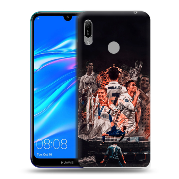 Силиконовый противоударный чехол на Huawei Y6 (2019) с принтом Реал Роналдо Real Ronaldo