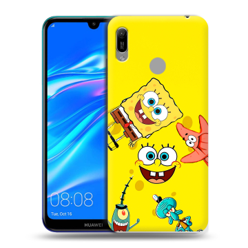 Силиконовый противоударный чехол на Huawei Y6 (2019) с принтом Спанч боб Спанчбоб