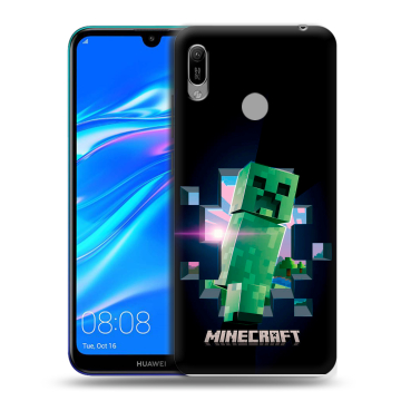 Силиконовый противоударный чехол на Huawei Y6 (2019) с принтом Майнкрафт Minecraft