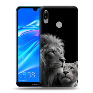 Силиконовый противоударный чехол на Huawei Y6 (2019) с принтом Лев кошки