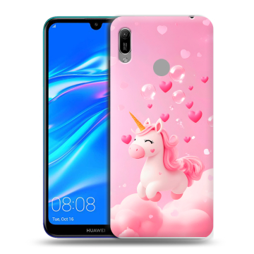 Силиконовый противоударный чехол на Huawei Y6 (2019) с принтом Единорог
