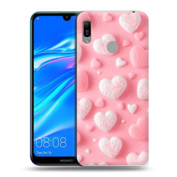 Силиконовый противоударный чехол на Huawei Y6 (2019) с принтом Сердечки
