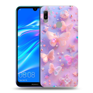 Силиконовый противоударный чехол на Huawei Y6 (2019) с принтом Бабочки