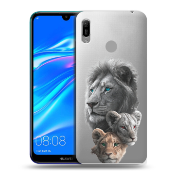 Силиконовый противоударный чехол на Huawei Y6 (2019) с принтом Львы