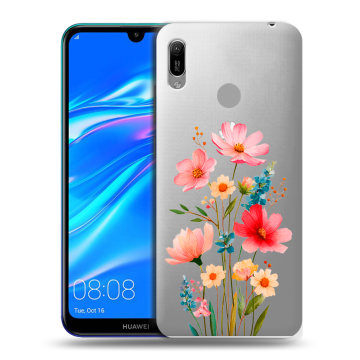Силиконовый противоударный чехол на Huawei Y6 (2019) с принтом Цветы