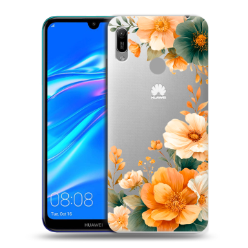 Силиконовый противоударный чехол на Huawei Y6 (2019) с принтом Цветы принт
