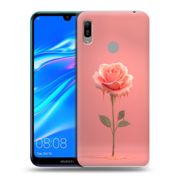 Силиконовый противоударный чехол на Huawei Y6 (2019) с принтом Розовая роза