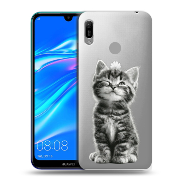 Силиконовый противоударный чехол на Huawei Y6 (2019) с принтом Котенок