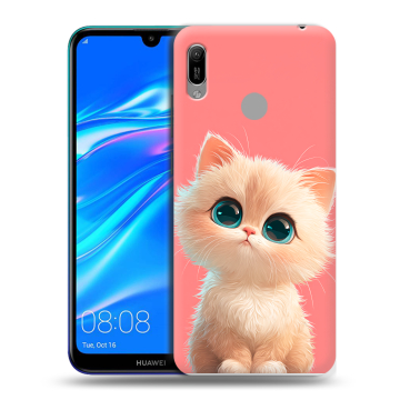 Силиконовый противоударный чехол на Huawei Y6 (2019) с принтом Розовый котенок