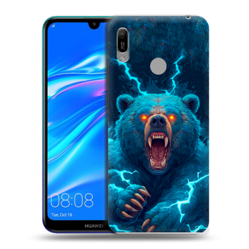 Силиконовый противоударный чехол на Huawei Y6 (2019) с принтом Медведь