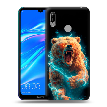 Силиконовый противоударный чехол на Huawei Y6 (2019) с принтом Медведь
