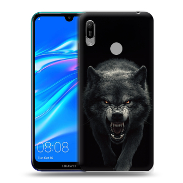 Силиконовый противоударный чехол на Huawei Y6 (2019) с принтом Волк