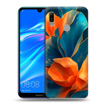 Силиконовый противоударный чехол на Huawei Y6 (2019) с принтом Цветы