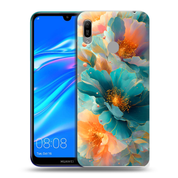 Силиконовый противоударный чехол на Huawei Y6 (2019) с принтом Цветы