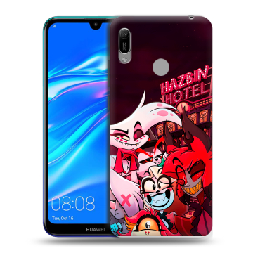 Силиконовый противоударный чехол на Huawei Y6 (2019) с принтом Hazbin Hotel Отель Хазбин