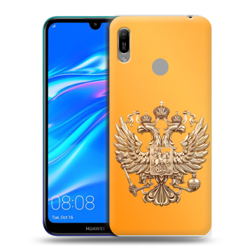 Силиконовый противоударный чехол на Huawei Y6 (2019) с принтом Герб Флаг России