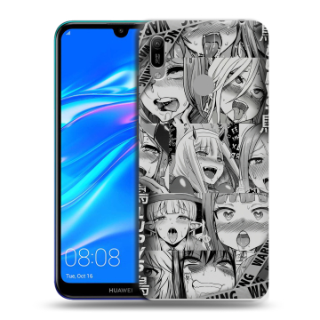 Силиконовый противоударный чехол на Huawei Y6 (2019) с принтом Ahegao Ахегао Аниме