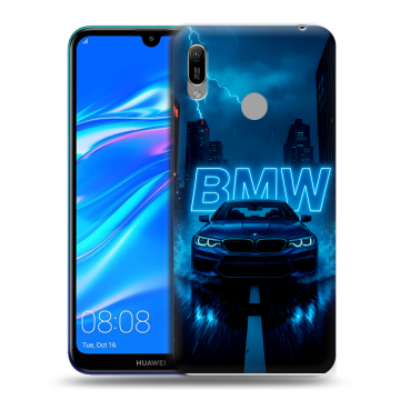 Силиконовый противоударный чехол на Huawei Y6 (2019) с принтом BMW БМВ