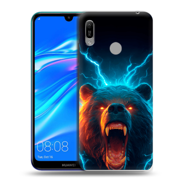 Силиконовый противоударный чехол на Huawei Y6 (2019) с принтом Медведь