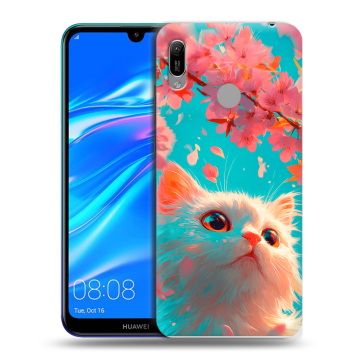Силиконовый противоударный чехол на Huawei Y6 (2019) с принтом Красивый кот