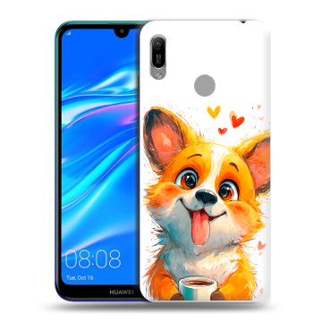 Силиконовый противоударный чехол на Huawei Y6 (2019) с принтом корги