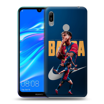 Силиконовый противоударный чехол на Huawei Y6 (2019) с принтом Барселона Barca Yamal 