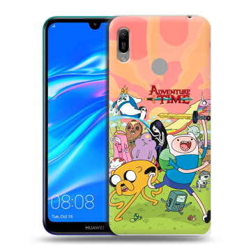 Силиконовый противоударный чехол на Huawei Y6 (2019) с принтом Adventure time Время приключений