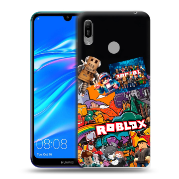 Силиконовый противоударный чехол на Huawei Y6 (2019) с принтом Roblox Роблокс