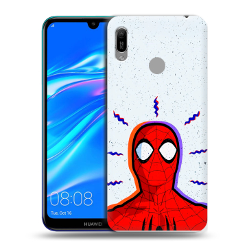 Силиконовый противоударный чехол на Huawei Y6 (2019) с принтом Spiderman Человек паук