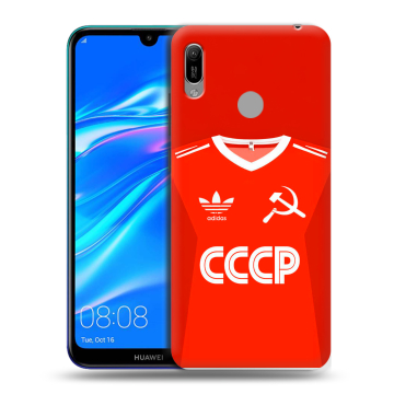 Силиконовый противоударный чехол на Huawei Y6 (2019) с принтом Флаг Герб СССР
